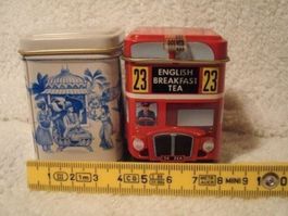 ❗AKTION 3.- Fr.!!❗2 Bl`Dosen Engl.Doppeldecker Bus +Tea Dose